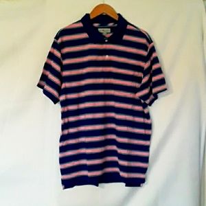 Sun River Clothing CO Collared Short Sleeve Shirt Large Blue Pink Striped